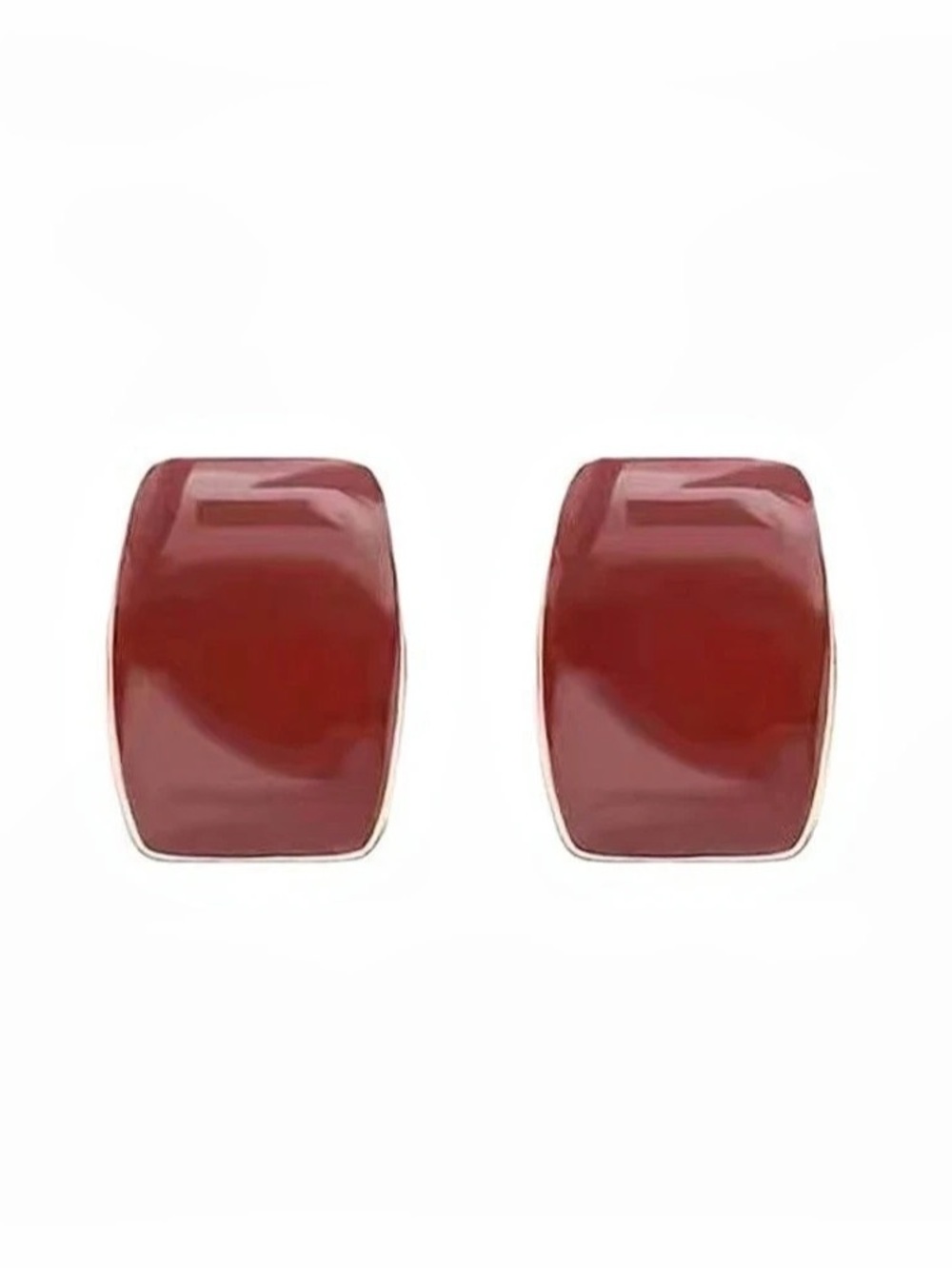 *** Exquisite 33Red Rectangular Stud Earrings Like New